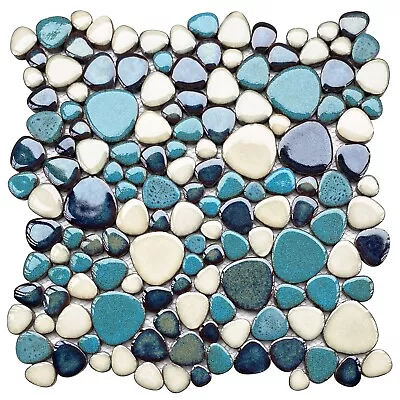 Interlocking Ceramic Pebble Mosaic Tile Bathroom Wall Shower Floor Pool 5 Sheets • $95.39