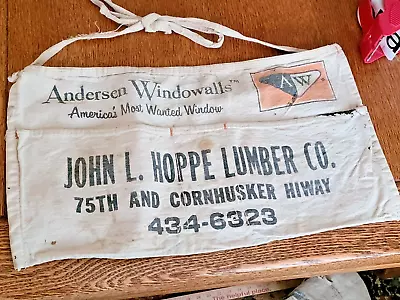 Vintage John L Hoppe Lumber Nail Apron Anderson Windowalls Lincoln Nebraska • $25