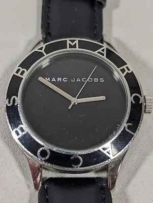 Marc By Marc Jacobs Black Dial Round Silver Tone Case Black Leather Watch 8 Inch • $41.99