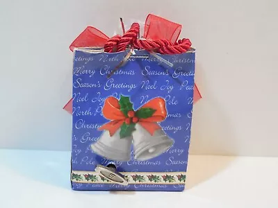 Christmas Paper Bag Music Box W/ Red Bow & Small Bell ~ Think Plays Jingle Bells • $11.99