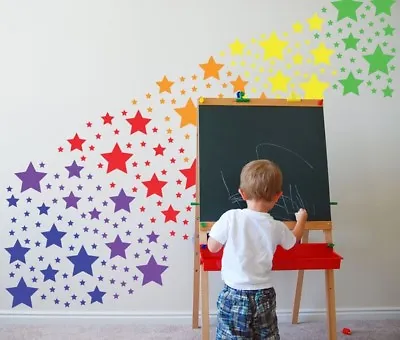 DIY Rainbow Colorful Stars Wall Art Decal Stickers Vinyl Girl Kids Baby Nursery • £3.99