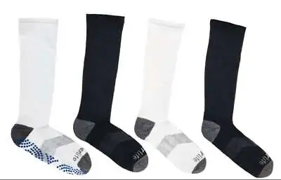 TOMMIE COPPER Men's 4 Pair Black/White Compression OTC Socks • $19.95