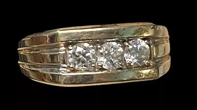 Men's Vintage 14K Yellow Gold 3 Diamond .75 CTW Wedding Band Ring Size 13 • $1799.99