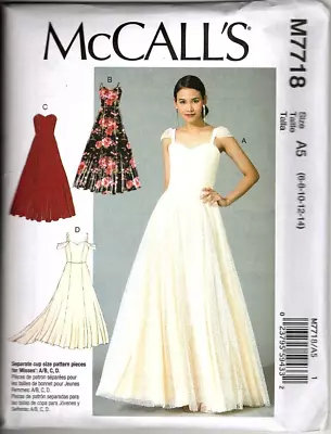 McCall's M7718 Misses 6 To 14 Special Occasion Wedding Prom Dress Uncut Pattern • $15.90
