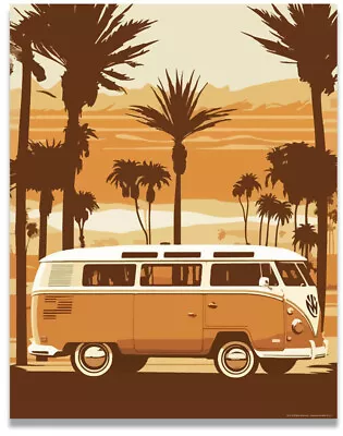 Sunset Volkswagen Van Poster Vintage Beach Surf 11x14 Inches Unframed • $9.95