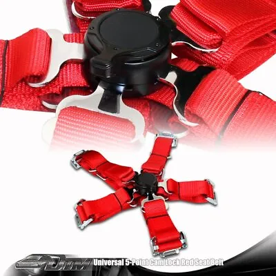 1 X Universal Red Heavy Duty 5 Point Camlock Safety Harness Racing Seat Belt • $36.99