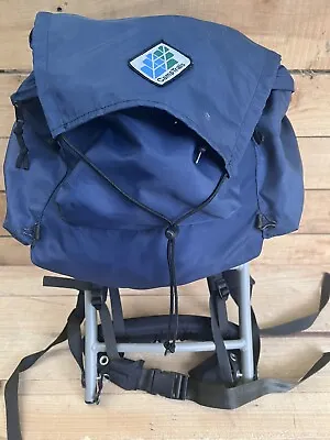 Vtg Camp Trails Ext Gray Frame Backpack Blue Hiking Camping 4 Pockets • $44.67