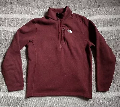 The North Face Mens Large Maroon Gordon Lyons Fleece  Sweater 1/4 Zip Jacket • $23.99