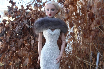 $24 • Buy Gray Real Mink Fur Infinity Wrap Stole For Sydney Gene KD Ficon Dolls~dimitha