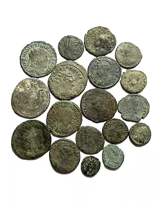 LOT OF 18 ANCIENT ROMAN COINS. 3rd/4th CENTURY. METAL DETECTING FINDS. -GENUINE- • £9.50