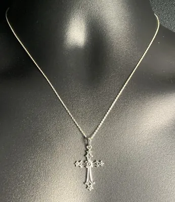 MICHAEL ANTHONY MA Sterling Silver Marcasite Cross Crucifix Necklace Pendant 18” • $15