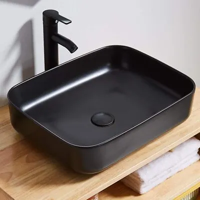 Rectangle Bathroom Vanity Wash Basin Sink Black Counter Top Ceramic Wash 500x400 • £42.50