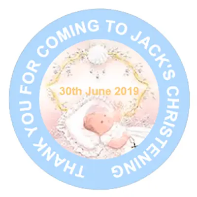 £3.95 • Buy 48 Personalised Christening Baptism Stickers Blue Party Bag Cone 40mm Labels