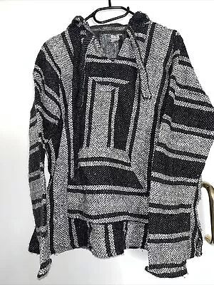 £13.99 • Buy Mexican Baja Drug Rug Poncho Vintage Size Medium - Festival, Relaxed Hippy Camp
