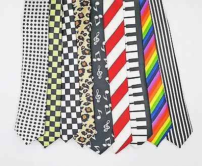 Slim Silky Shiny Soft Neckties - Camouflage Gay Pride Mustache Checkered Music • $10.95