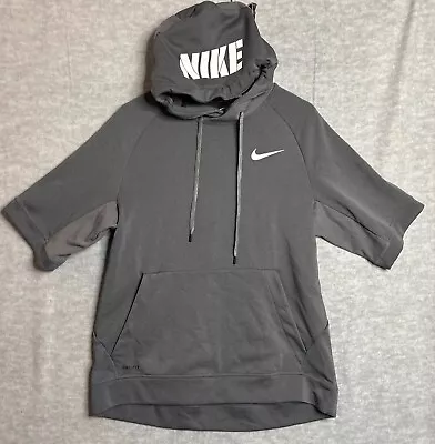 Rare Nike Dri Fit Mens Grey L Pivot Short Sleeves Hoodie 728352-091 Workout • $59.97