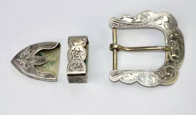 Vogt Sterling Silver Buckle Set 3-piece Old Mexico Ranger For 1  Belt Monogram B • $214.99