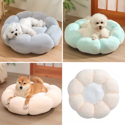 Pet Dog Cat Bed Round Flower Kitten Warm Sleeping Nest Bed Cat Igloo Cave House • £14.95