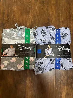 DISNEY Women's Blue PJ' Mickey Mouse Pajamas Cozy 2-Piece Lounge Set NW • $14.99