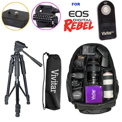 52  Tripod + Vivitar Backpack+ir Remote Kit For Canon Eos Rebel T5 T5i T6t6i T3i • $70.62