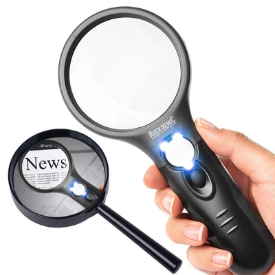 £7.99 • Buy Magnifier Handheld 45X Reading Magnifying Glass Jewelry Loupe With 3 LED Light