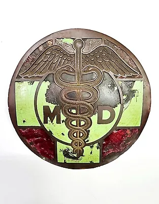 Vintage MD Medical Doctor Badge License Plate Bumper Topper Accessory Sign 3.5  • $42.99