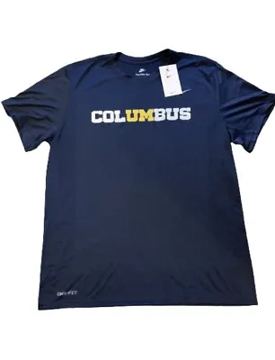 NWT Nike Dri-Fit University Of Michigan COLUMBUS Tee Blue Maize Size Small • $44.77