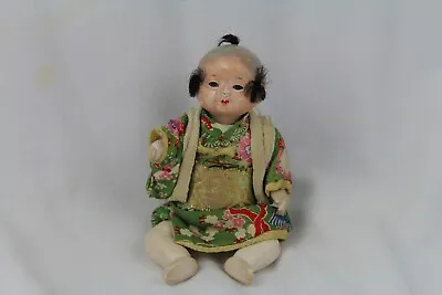 Vintage Antique Composition Oriental Asian Boy Doll W Orig Clothing Ichimatsu 5  • $65