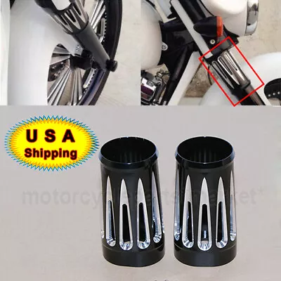 Motorcycle Black Cut Fork Boot Slider Cover Cow Bell For Harley Touring 84-13 US • $46.53