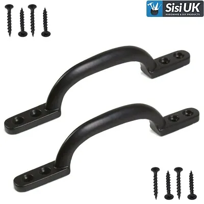 2x ANTIQUE BLACK 6  (155mm) HOT BED D PULL HANDLE Shed Door Garden Gate External • £4.95