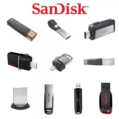 USB Drive 3.0/2.0 SanDisk Ultra Fit 32GB 64GB 128G 256G 16G Type-C IXpand Memory • $129.95