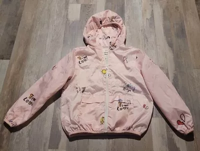 Zara Kids Outerwear Collection Pink Rainy Days Full Zip Jacket Hooded Rainbow • $16