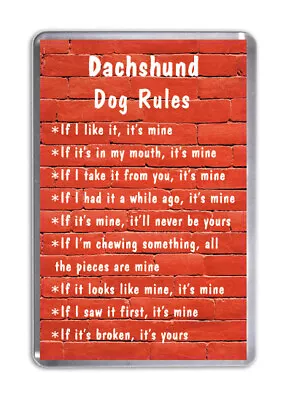 Dachshund Dog Rules Funny Dog Fridge Magnet Pet Animal Lover Novelty Gift • £2.97