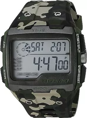 Timex Men's TW4B02900 Expedition Grid Shock Green Camo Resin Strap Watch • $89.99