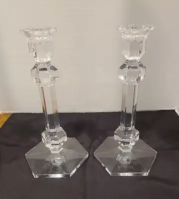 $56.03 • Buy PAIR Val St Lambert GARDENIA Crystal Candlesticks Candle Holders Signed 9 1/2”