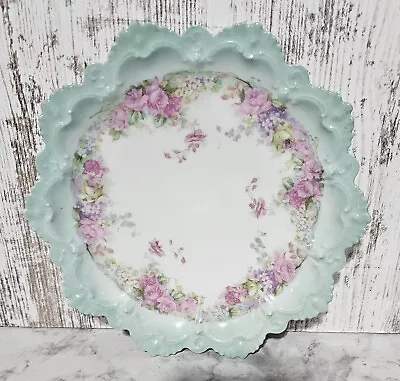 Antique M.Z. Austria Scalloped Porcelain Pink Rose Floral Plate 8  #33 Vintage  • $34.95