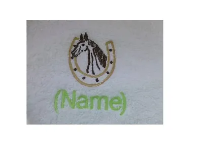 BABY HOODED BATH ROBE Embroidered HORSE HORSE SHOE Design And Personalised Name • £23.71