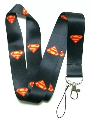 New Superman Lanyard Black Keychain Strap Badge Id Holder  • $7.99