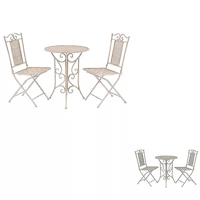 Bistro Set 3 Piece Steel Balcony Bistro Table And Chair White/Grey VidaXL • $335.99