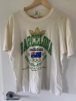 ADIDAS 90’s BARCELONA OLYMPICS 1992 Official Outfits T Shirt VINTAGE Size Large • £92.83