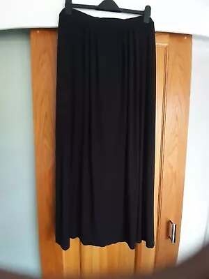 TU Size XL 18/20 Long Black Jersey Stretch Skirt Elasticated Waist Side Splits • $6.21