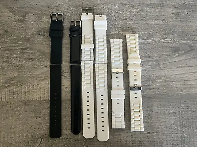 Lot Of 6 Assorted Black White Silicone Leather Watch Band Strap Nurse Medical • $17.90