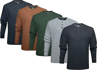 Mens Henley Jumper Top Grandad Neck Plain Waffle Knit T-shirt M-3XL By Beebizco • £12.95