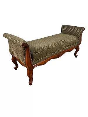 Ethan Allen Carved Mahogany Upholstered Window Bench • $695