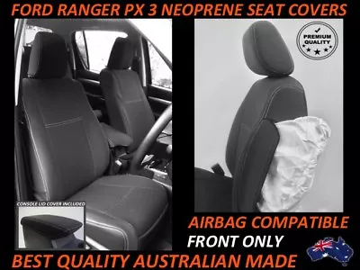 FITS FORD RANGER PX MK 3 FRONT NEOPRENE SEAT COVERS FULL COVERAGE MAP POCKET X 4 • $320