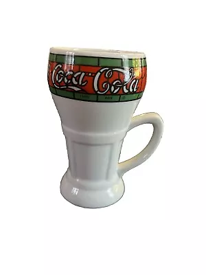 Vintage Drink Coca Cola Stained Glass Mann Made Mug White  • $3.99