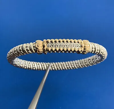 Alwand Vahan Sterling Silver 14K Gold Diamond Moire Beaded Hidden Clasp Bracelet • $2150