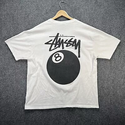 Vintage Stussy Shirt Mens XL White Y2K Skate Stussy Sport 8 Ball California • $94.46