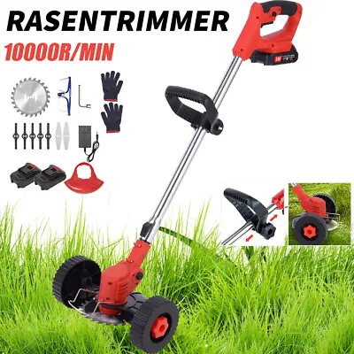 24V Cordless Electric Strimmer Grass Trimmer Weed Cutter Garden Edger +2 Battery • £36.79