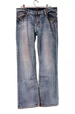 Women's Cowgirl Up Denim Jeans Size 12 Medium Wash Boot Leg Medium Rise • $27